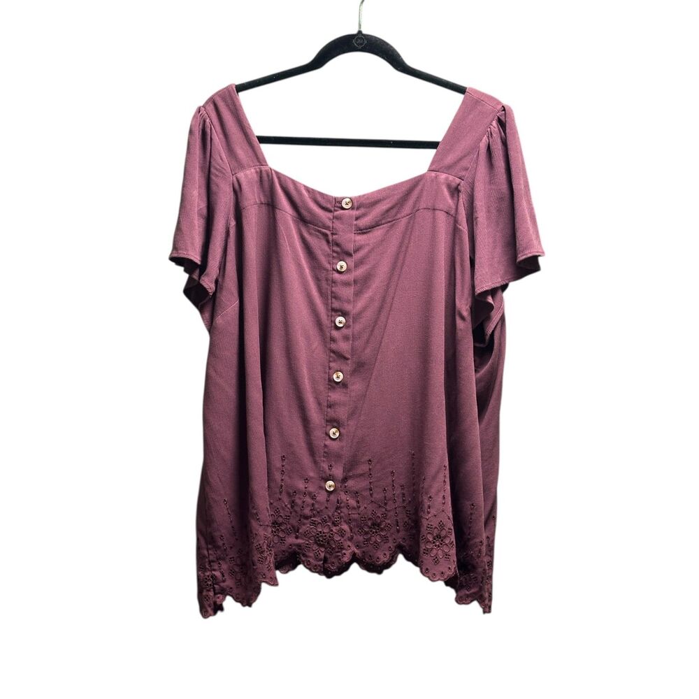 Torrid Merlot Eyelet Embroidery Scalloped Hem Top Women’s Plus Size 3X
